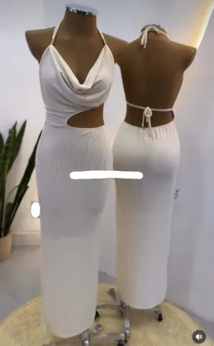 Vestido longo Areia