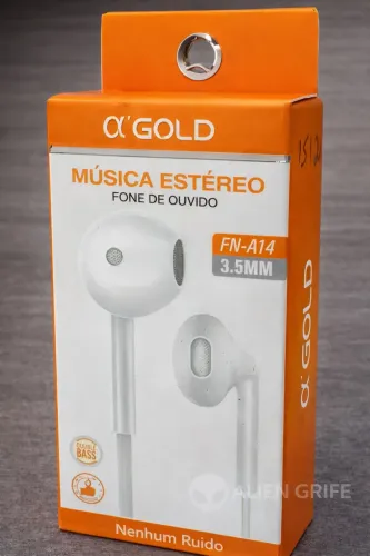 Fone de Ouvido A?Gold FN A-14 com Microfone - Entrada 3.5mm Branco