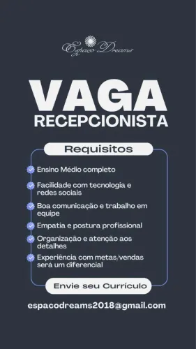 Vaga recepcionista