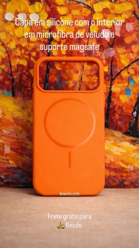 Case iPhone 17 pro, 17 pro max magsafe com interior em microfibra de veludo