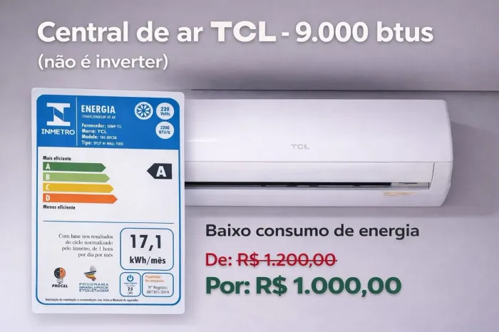 Central de ar TCL - 9.000 btus