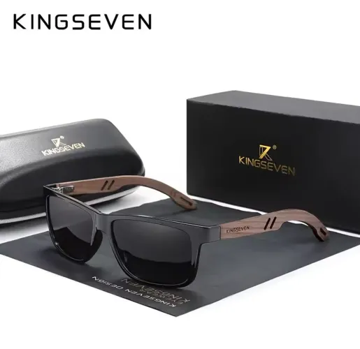 Óculos Polarizados Masculino Kingseven- Estilo Premium em Madeira