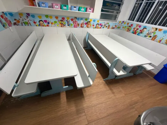 MESA E BANCO PARA REFEITÓRIO ESCOLAR INFANTIL