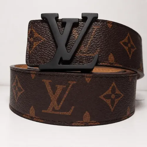 CINTO MASCULINO MONOGRAM LV FIVELA AÇO PRETA FOSCA LOUIS VUITTON PREMIUM COURO CANVAS