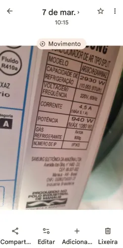 Condensadora Samsung 9.000 BTUs Inverter 220V R410A - AR09CVHZAWKXAZ