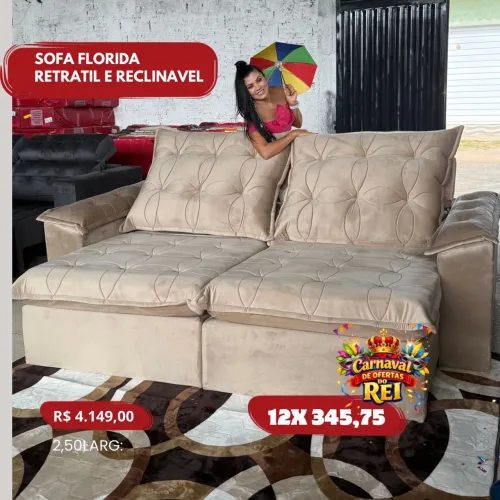 PROMOÇÃO URGENTE - Sofá de Luxo RETRÁTIL RECLINÁVEL Flórida por apenas 12x R$345,75