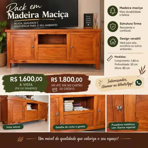 Rack sala em madeira.