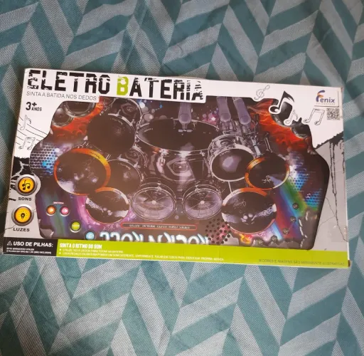 Brinquedo bateria eletrônica com luzes infantil fenix