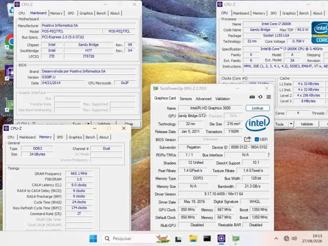 i7 2600K+placa mãe H77+fonte 500W+24gb ram ddr3+gabinete velho