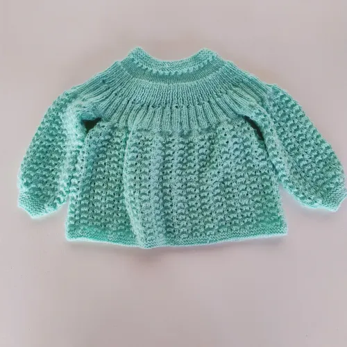 Tricô Bebê Casaquinho Verde feito a mão