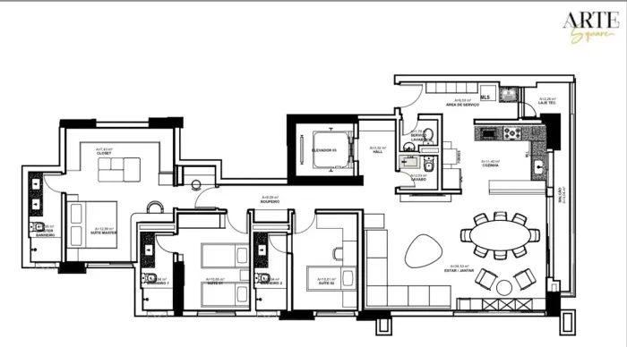 Arte Square 3 suites Jardim Goias, vista exclusiva para praça