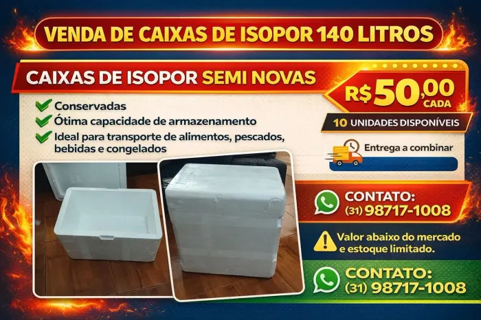 VENDA DE CAIXAS DE ISOPOR 140 LITROS ?