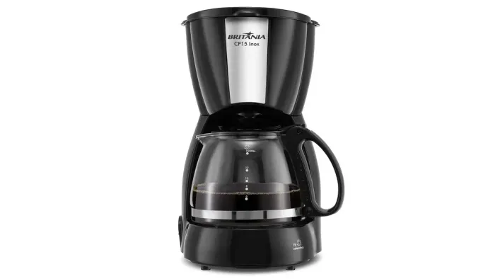 Cafeteira Britânia Vidro Preto com Inox