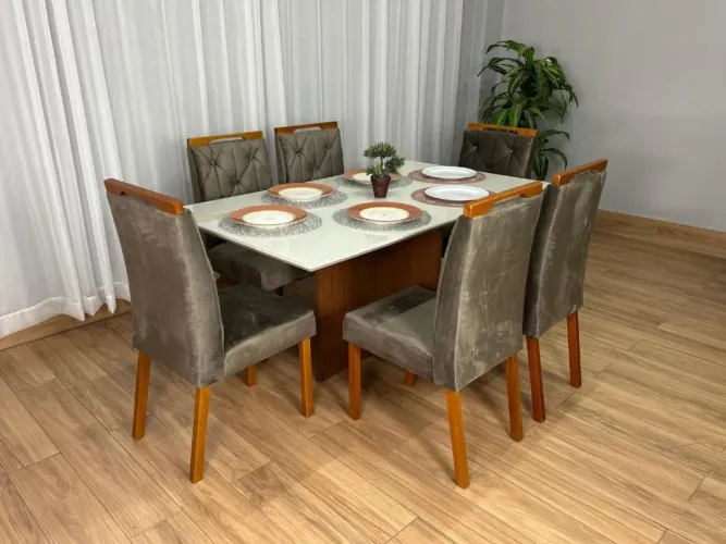 Mesa de Jantar Helo 1.60×0.90 Com 6 Cadeiras l65