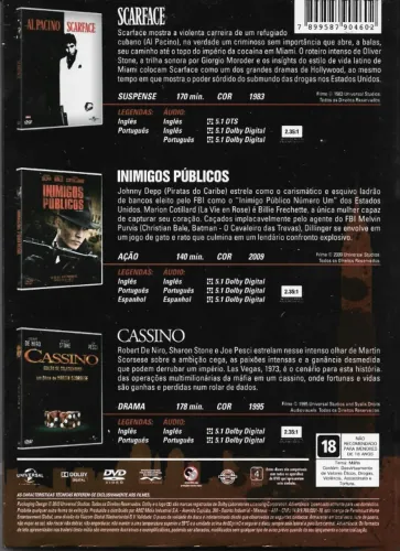 Melhores Filmes Máfia - Scarface / Inimigos Publicos / Cassino