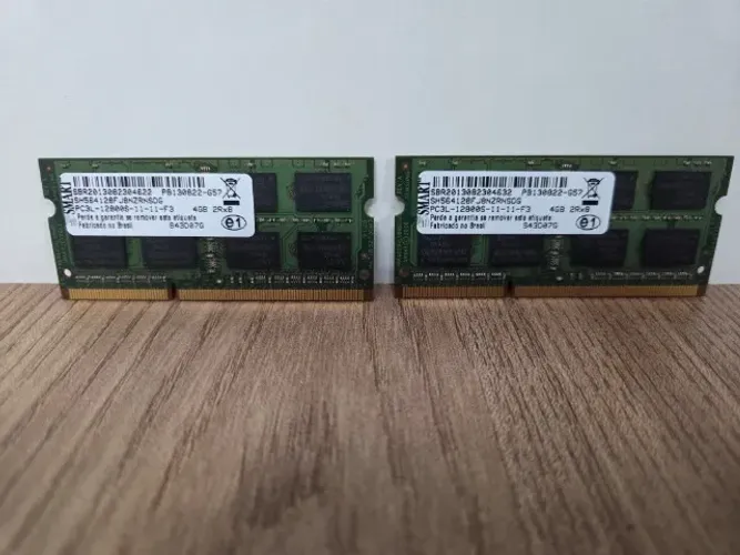 Par Memória Notebook 8GB (2x 4GB) DDR3L 1600MHz Smart / Dell - Usadas