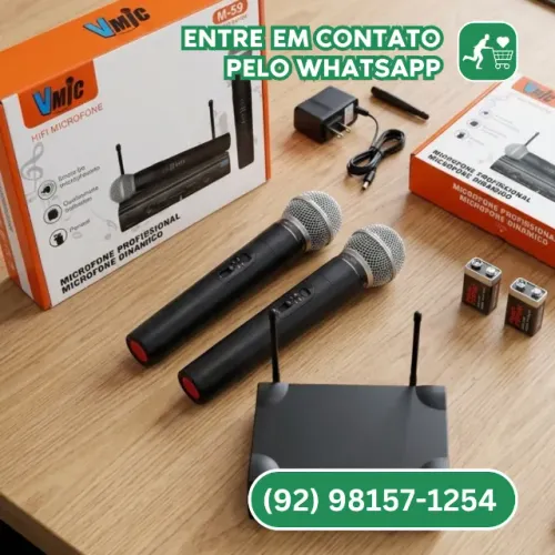 Microfone Duplo Sem Fio Profissional