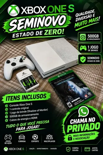 Xbox one s + controle series s + jogo + pilhas recarregáveis