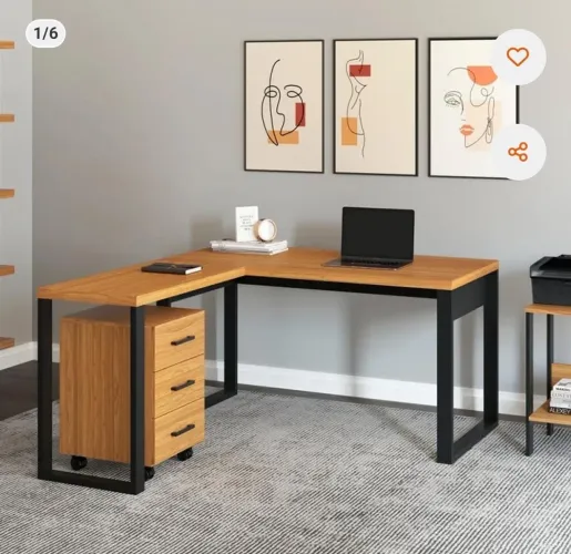 Mesa em L com escrivaninha nova na caixa!