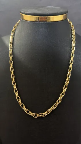 Corrente Elos Trançados em Ouro 18k 750