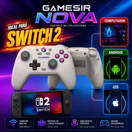 Lacrado. Controle Gamesir Nova - Nintendo Switch 2 - Produto Novo PC, Android, iOS Steam