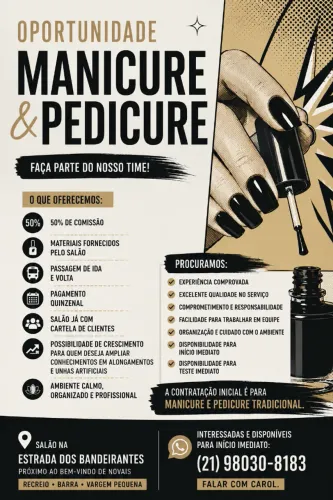 VAGA PRA MANICURE E PEDICURE - RHOME BEAUTY STUDIO