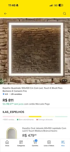 Espelho Quadrado 100x100 Cm Com Led, Touch E Bivolt Para Banheiro E Camarim Frio