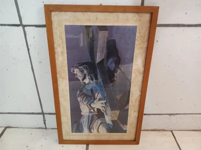 Quadro Gravura com Moldura de Madeira e Vidro 