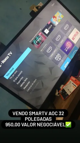 Vendo smartv AOC 32 polegadas<br>850,00<br><br>Aceito cartão, dinheiro e pix?