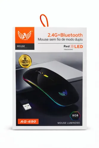 Mouse sem fio 2.4 e Bluetooth
