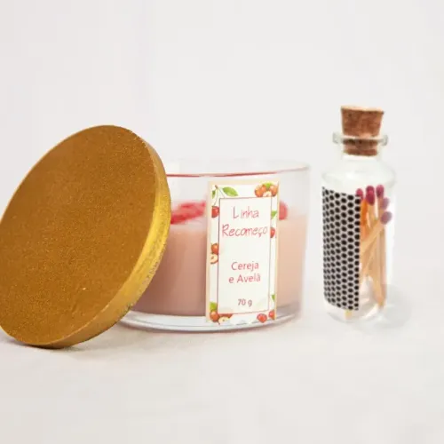 Kit Vela Aromática Artesanal 70 g com Porta-fósforos