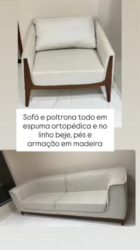 Sofá e poltrona premium de linho 