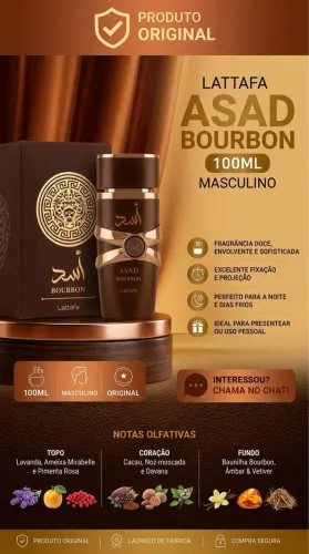 Perfume Lattafa Asad Bourbon 100ml Masculino Original | Pronta Entrega
