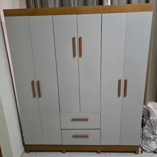 Guarda-roupa Casal 6 Portas 2 Gavetas Estrela Premium Cinamomo/Off White - Madeira Madeira