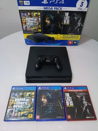PS4 SLIM 1TB - Na caixa completo