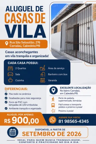 Aluguel de Casa de Vila em Camalau Cabedelo