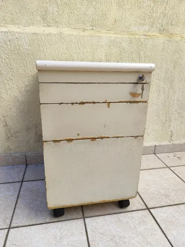 Gaveteiro Volante de Escritório 3 Gavetas com Chave e Rodinhas de Madeira