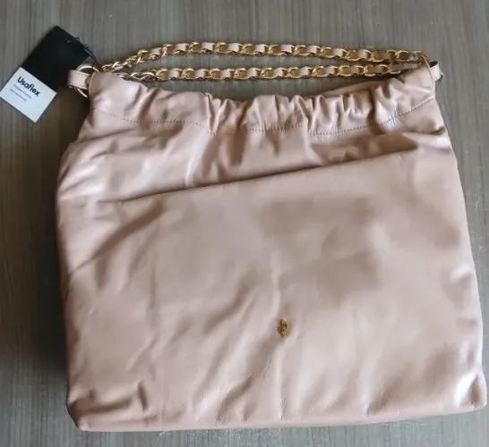 BOLSA USAFLEX COURO ROSA ALÇA CORRENTE VALOR 450,00