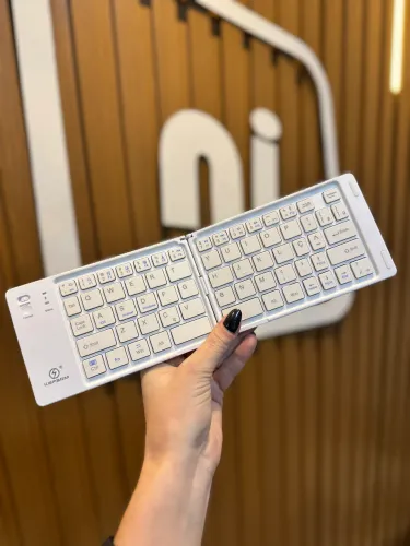 Teclado Bluetooth Sem Fio Dobrável Branco