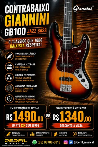 Contrabaixo 4 Cordas Giannini Gb100 3ts/tt Sunburst Turtle