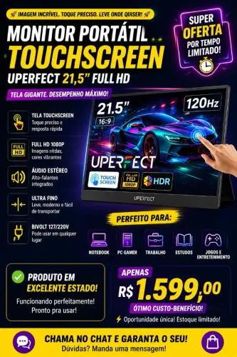 Monitor Portátil Touchscreen Uperfect 21,5" Full HD Gamer