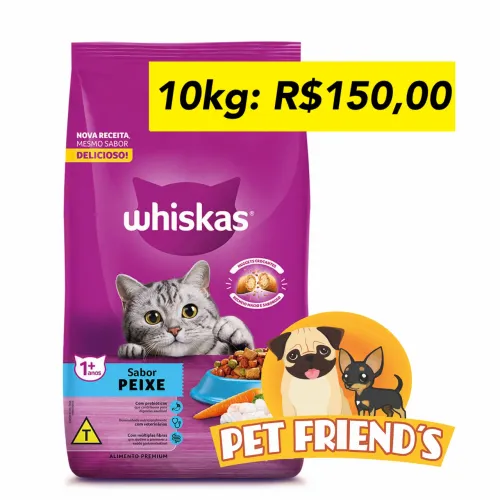 Ração Whiskas gatos 10kg R$150,00