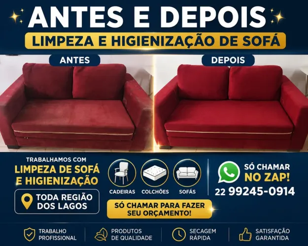 Trabalhamos com limpeza de estofado cadeiras