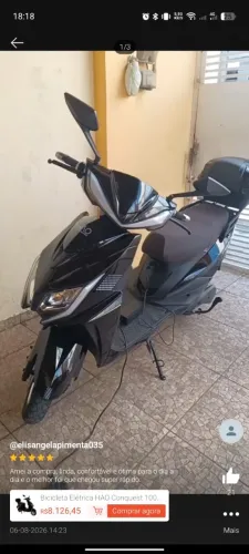 Bicicleta Elétrica HAO Conquest 1000W 32KM/H Capacidade 200 Kg Preta Bivolt
