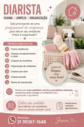 Diarista / Faxina / Limpeza / Organização 