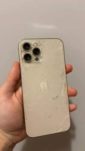 Iphone 12 pro max 256gb, tela trincada funcionando, vidro traseiro quebrado.