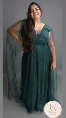 Vestido de festa verde esmeralda