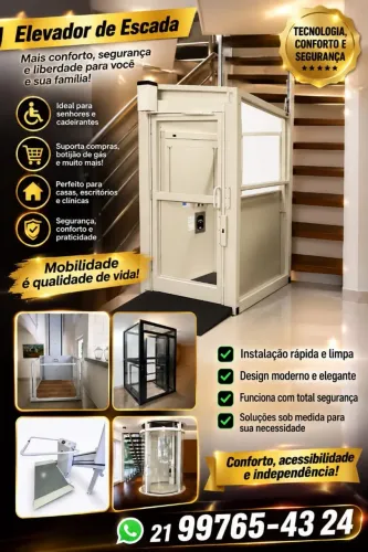 Elevador de Escada Para Idoso e Cadeirante - 4 Modelos - Instalação Rápida RJ