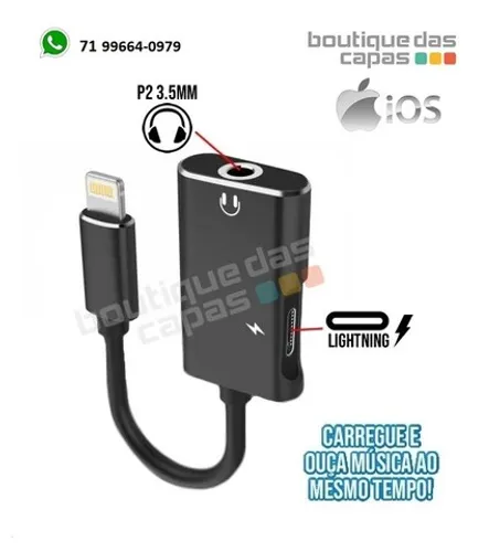 Adaptador Divisor Lightning 2 em 1 para Fone P2 e Carregador SX-ZJ21