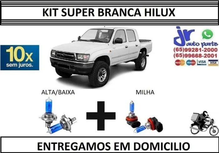 Kit de Lâmpadas Super Branca Hilux 98/03 8500K Efeito Xênon 